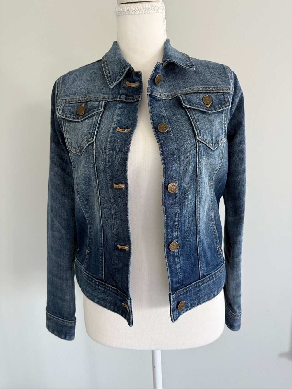 J. Crew Girls’ Blue Denim Stretch Jacket, Marfa wash, size 12